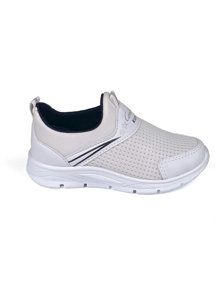 Çocuk Unisex Beyaz Siyah Bağcıksız Slip-On Rahat Kalıp Günlük Sneaker Spor Ayakkabı fırsatları