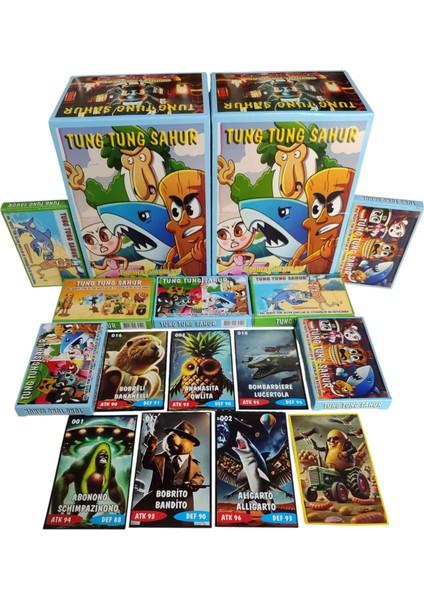 TungTungSahur Yeni Nesil Oyun Kağıtları 24 Mini Kutu Karakter Kartı | 144 Kart + 24 Sticker + Mini Şeker Hediyeli Özel Set