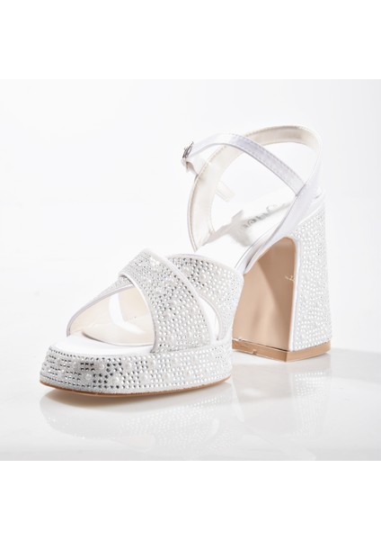 Ek Merve 9530 Kadın Taşlı Kalın Platform Topuklu Ayakkabı modelleri
