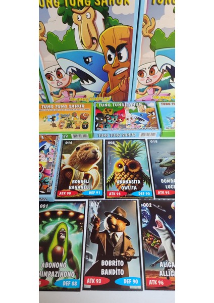 Tung Tung Sahur 12 Mini Kutu Karakter Kartı | 72 Kart + 12 Sticker + Mini Şeker Hediyeli Set Paket Oyun Kağıtları