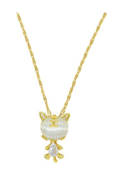 BINRONG0253 Altın Kaplan Zirkonyum Kolye (Yurt Dışından)