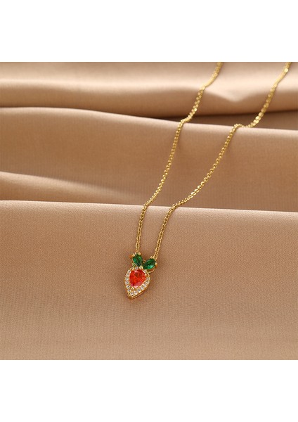 BINRONG0204 Altın Renkli Sevimli Havuç Zirkon Kolye (Yurt Dışından) fiyatları