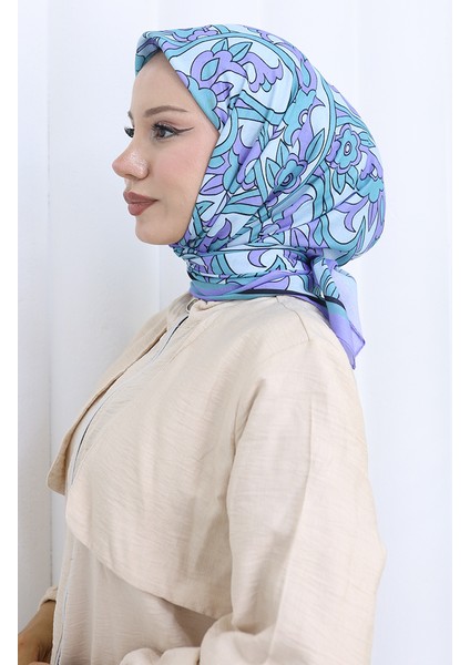 Desenli Soft Eşarp 90202-05 Lila Yeşil fiyatları