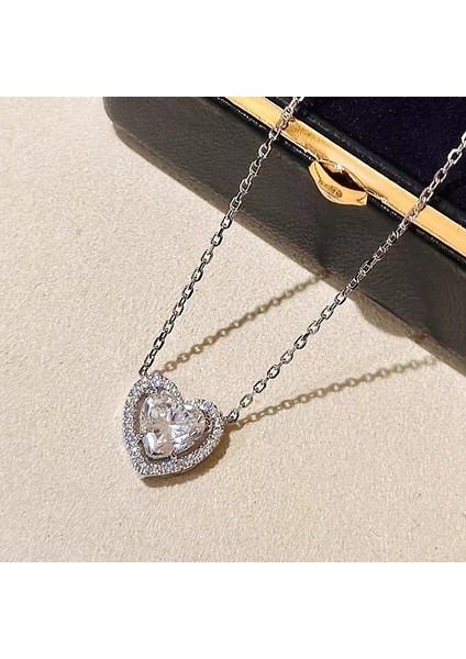 BINRONG0478 Gümüş Kalp Zirkon Kolye (Yurt Dışından) fiyatları