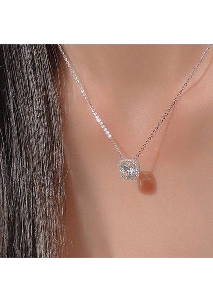 BINRONG0283 Gümüş Küp Şeker Zirkon Kolye (Yurt Dışından) fiyatları