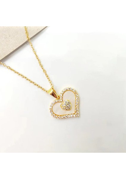 BINRONG0081 Altın Kalp Zirkonyum Kolye (Yurt Dışından) fiyatları