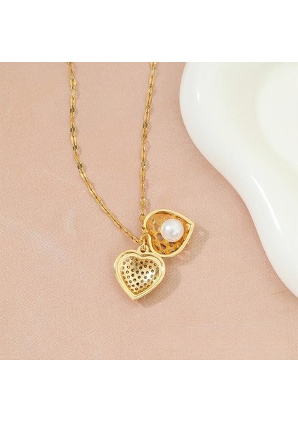 BINRONG0141 Altın Kalp Inci Zirkonyum Kolye (Yurt Dışından) fiyatları