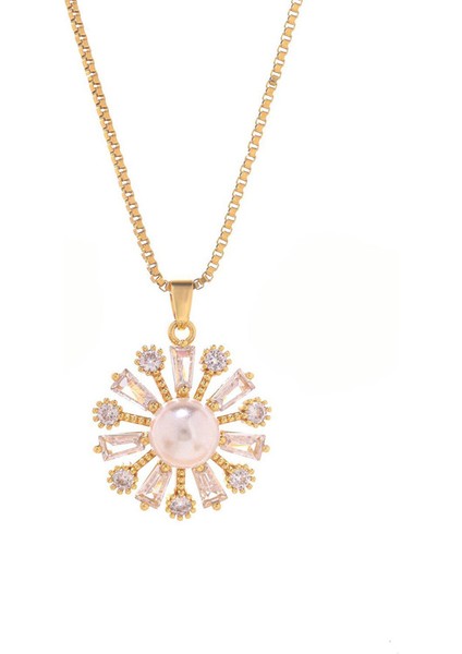 BINRONG0060 Altın Ayçiçeği Zirkonyum Kolye (Yurt Dışından)