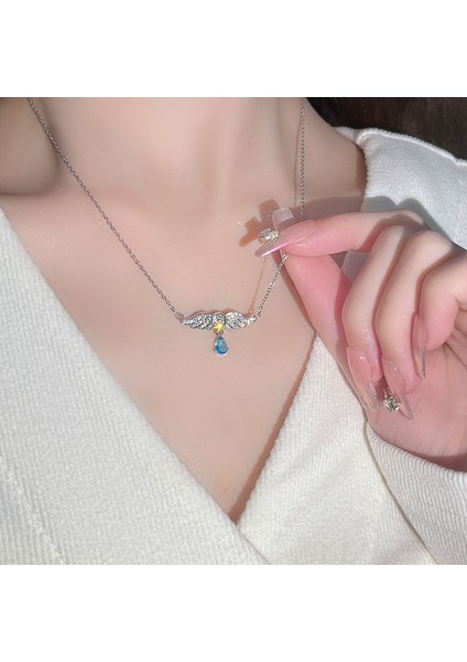 BINRONG0386 Gümüş Melek Kanatları Zirkon Taşlı Kolye (Yurt Dışından) fiyatları