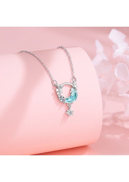 BINRONG0276 Gümüş Yıldız Ay Zirkon Kolye (Yurt Dışından) fiyatları