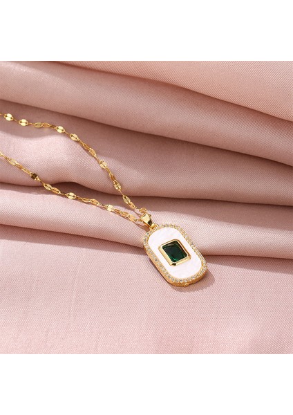 BINRONG0202 Altın Oval Zirkonyum Kolye (Yurt Dışından) fiyatları