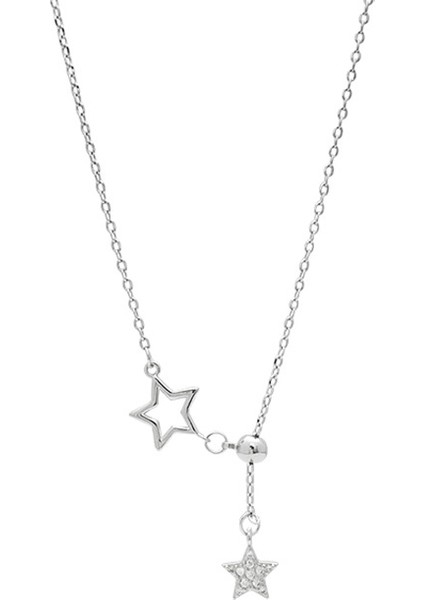 BINRONG0475 Gümüş Yıldız Püskül Zirkon Kolye (Yurt Dışından)