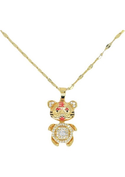 BINRONG0249 Altın Kaplan Zirkonyum Kolye (Yurt Dışından)