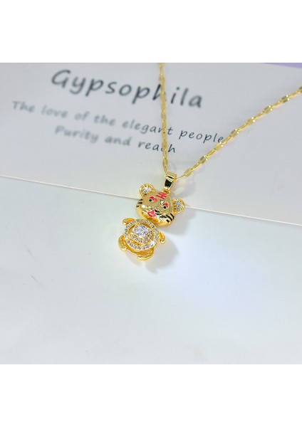 BINRONG0249 Altın Kaplan Zirkonyum Kolye (Yurt Dışından) fiyatları