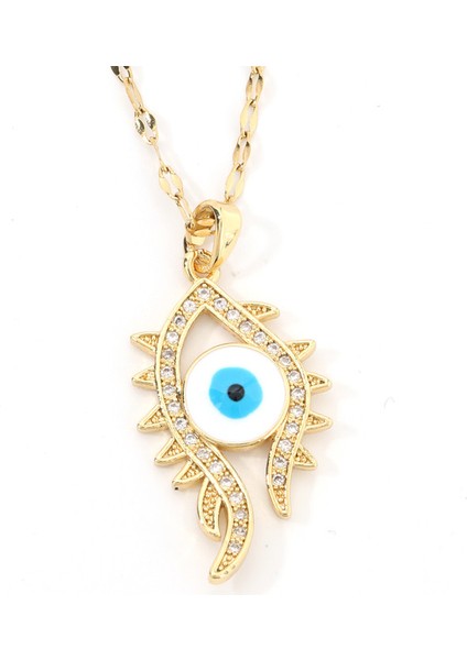 BINRONG0135 Altın Şeytan Gözü Zirkonyum Kolye (Yurt Dışından)