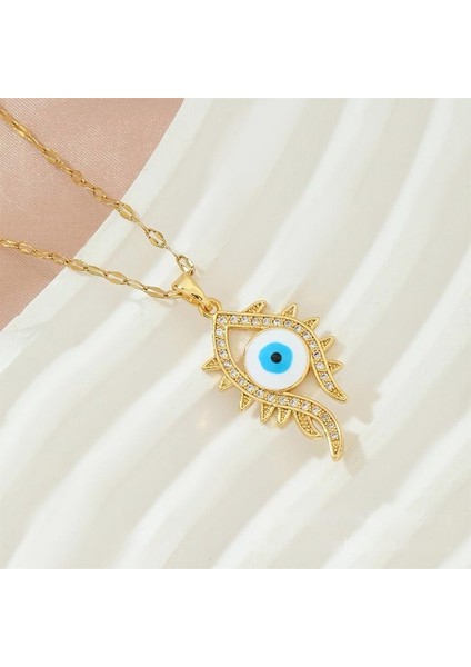 BINRONG0135 Altın Şeytan Gözü Zirkonyum Kolye (Yurt Dışından) fiyatları