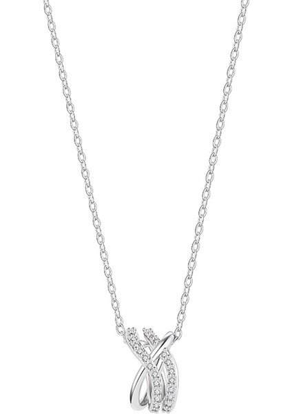 BINRONG0421 Gümüş Geometrik Çapraz Zirkon Taşlı Kolye (Yurt Dışından)