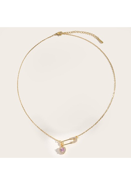 BINRONG0061 Altın Pimli Kalp Zirkon Kolye (Yurt Dışından) fiyatları