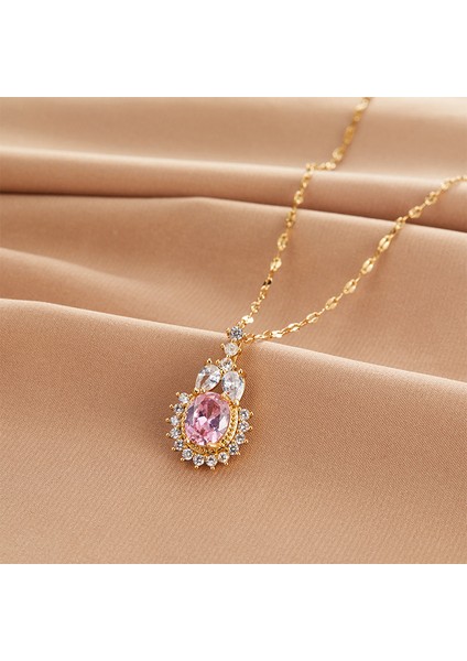 BINRONG0122 Altın Tavşan Pembe Zirkonyum Kolye (Yurt Dışından) fiyatları