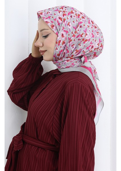 Desenli Soft Eşarp 90203-03 Gri Fuşya fiyatları