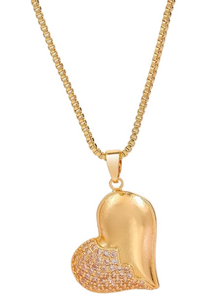 BINRONG0022 Altın Kalp Zirkon Kolye (Yurt Dışından)