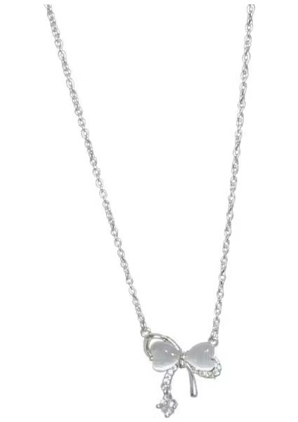 BINRONG0295 Gümüş Kelebek Zirkon Taşlı Kolye (Yurt Dışından)