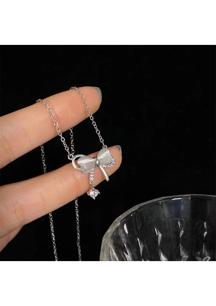 BINRONG0295 Gümüş Kelebek Zirkon Taşlı Kolye (Yurt Dışından) fiyatları