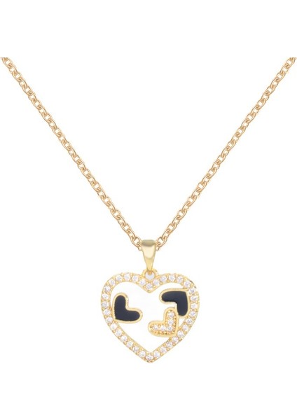 BINRONG0185 Altın Kalp Zirkonyum Kolye (Yurt Dışından)