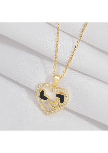 BINRONG0185 Altın Kalp Zirkonyum Kolye (Yurt Dışından) fiyatları