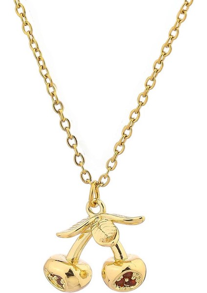 BINRONG002 Altın Kiraz Kolye Zirkon Kolye (Yurt Dışından)