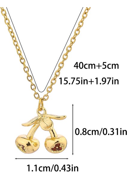 BINRONG002 Altın Kiraz Kolye Zirkon Kolye (Yurt Dışından) fiyatları