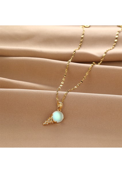 BINRONG0208 Altın Dondurma Şeklinde Zirkonyum Kolye (Yurt Dışından) fiyatları