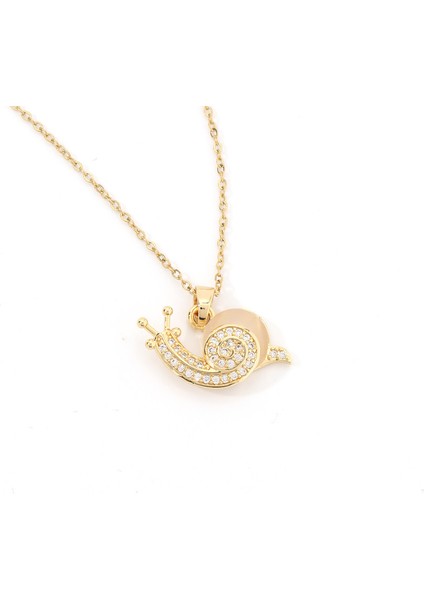 BINRONG0137 Altın Salyangoz Zirkonyum Kolye (Yurt Dışından)