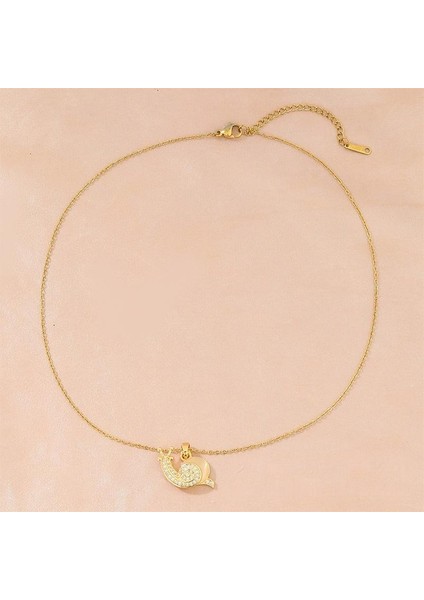 BINRONG0137 Altın Salyangoz Zirkonyum Kolye (Yurt Dışından) fiyatları