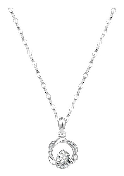 BINRONG0302 Gümüş Möbius Halkalı Zirkon Taşlı Kolye (Yurt Dışından)