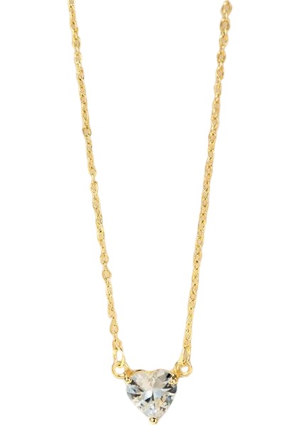 BINRONG0491 Altın Sade Kalp Zirkon Kolye (Yurt Dışından)