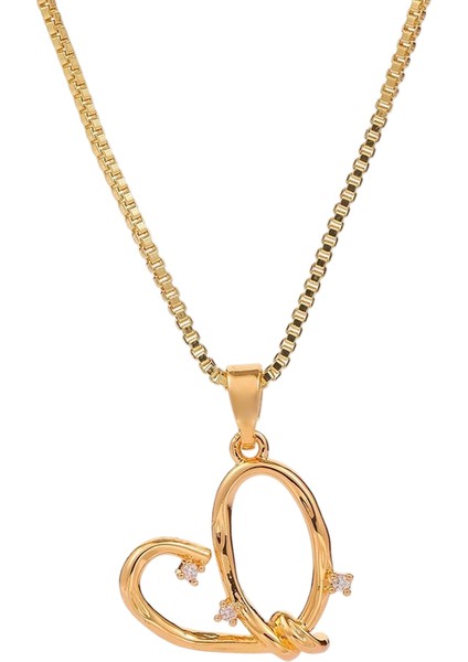 BINRONG0019 Altın Içi Boş Kalp Zirkon Kolye (Yurt Dışından)