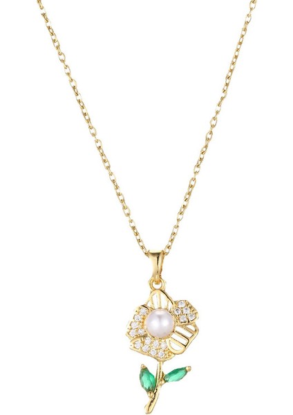 BINRONG0207 Altın Ayçiçeği Zirkonyum Kolye (Yurt Dışından)