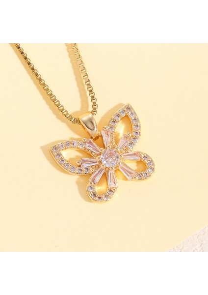 BINRONG0087 Altın Kelebek Zirkonyum Kolye (Yurt Dışından) fiyatları