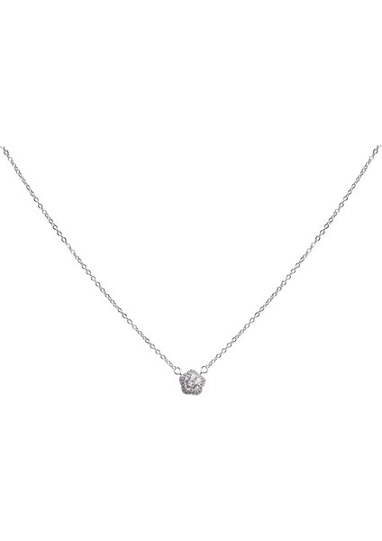 BINRONG0419 Gümüş Küçük Çiçek Zirkon Kolye (Yurt Dışından)