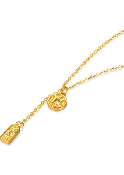 BINRONG0476 Altın Bakır Zirkonyum Kolye (Yurt Dışından)