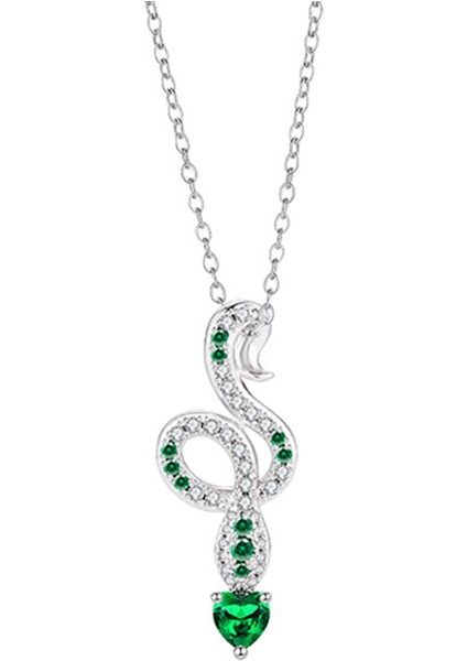 BINRONG0297 Gümüş Ruh Yılan Zirkon Kolye (Yurt Dışından)
