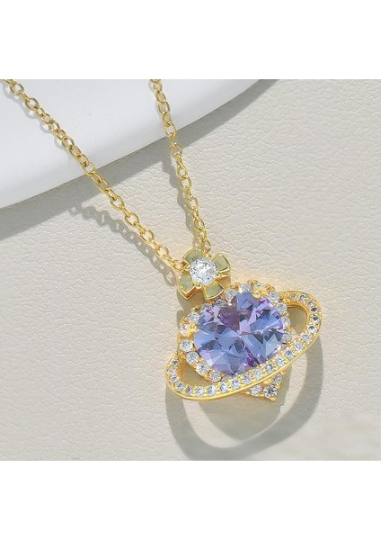 BINRONG0118 Altın Kalp Kolye Zirkonya Kolye (Yurt Dışından) fiyatları