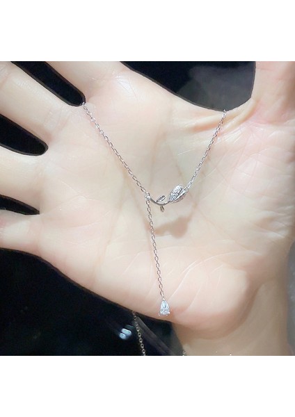 BINRONG0426 Gümüş Lale Zirkon Taşlı Kolye (Yurt Dışından) fiyatları