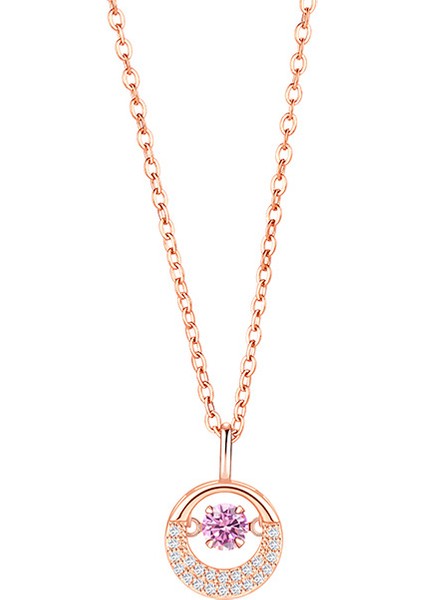 BINRONG0457 Altın Kalp Zirkon Taşlı Kolye (Yurt Dışından)