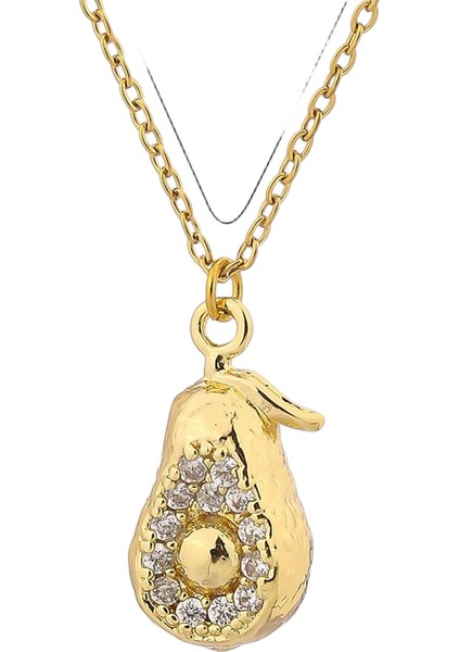 BINRONG007 Altın Avokado Zirkonyum Kolye (Yurt Dışından)