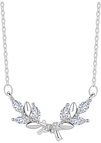 BINRONG0318 Gümüş Ağaç Dalı Zirkon Taşlı Kolye (Yurt Dışından)