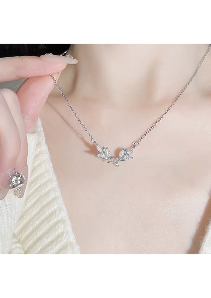 BINRONG0318 Gümüş Ağaç Dalı Zirkon Taşlı Kolye (Yurt Dışından) fiyatları