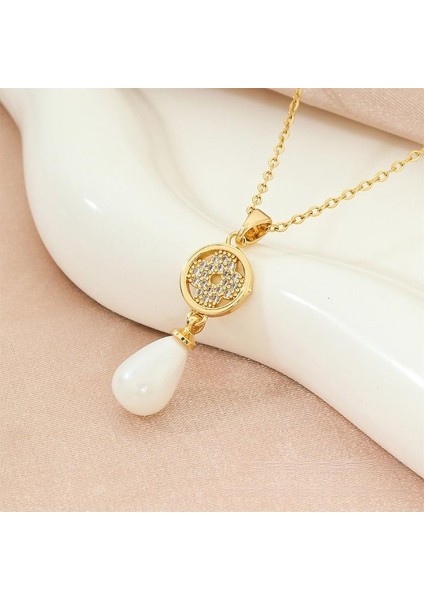 BINRONG0132 Altın Yuvarlak Inci Zirkon Kolye (Yurt Dışından) fiyatları