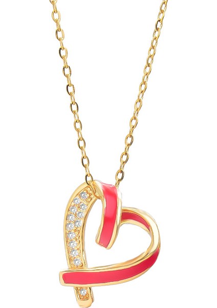 BINRONG0179 Kırmızı Kalp Zirkonyum Kolye (Yurt Dışından)